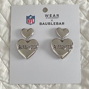 NWT New England Patriots BaubleBar Erin Andrews Silver Stud Heart Earrings NFL